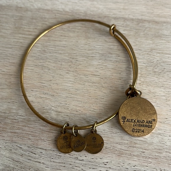 Alex & Ani Antique Goldtone N Initial Bangle Charm Bracelet - Picture 4 of 4